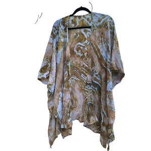 Geode, Wrap Shirt, organic cotton - ice dyed couture, one of a kind