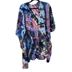 Geode, Wrap Shirt, organic cotton - ice dyed couture, one of a kind