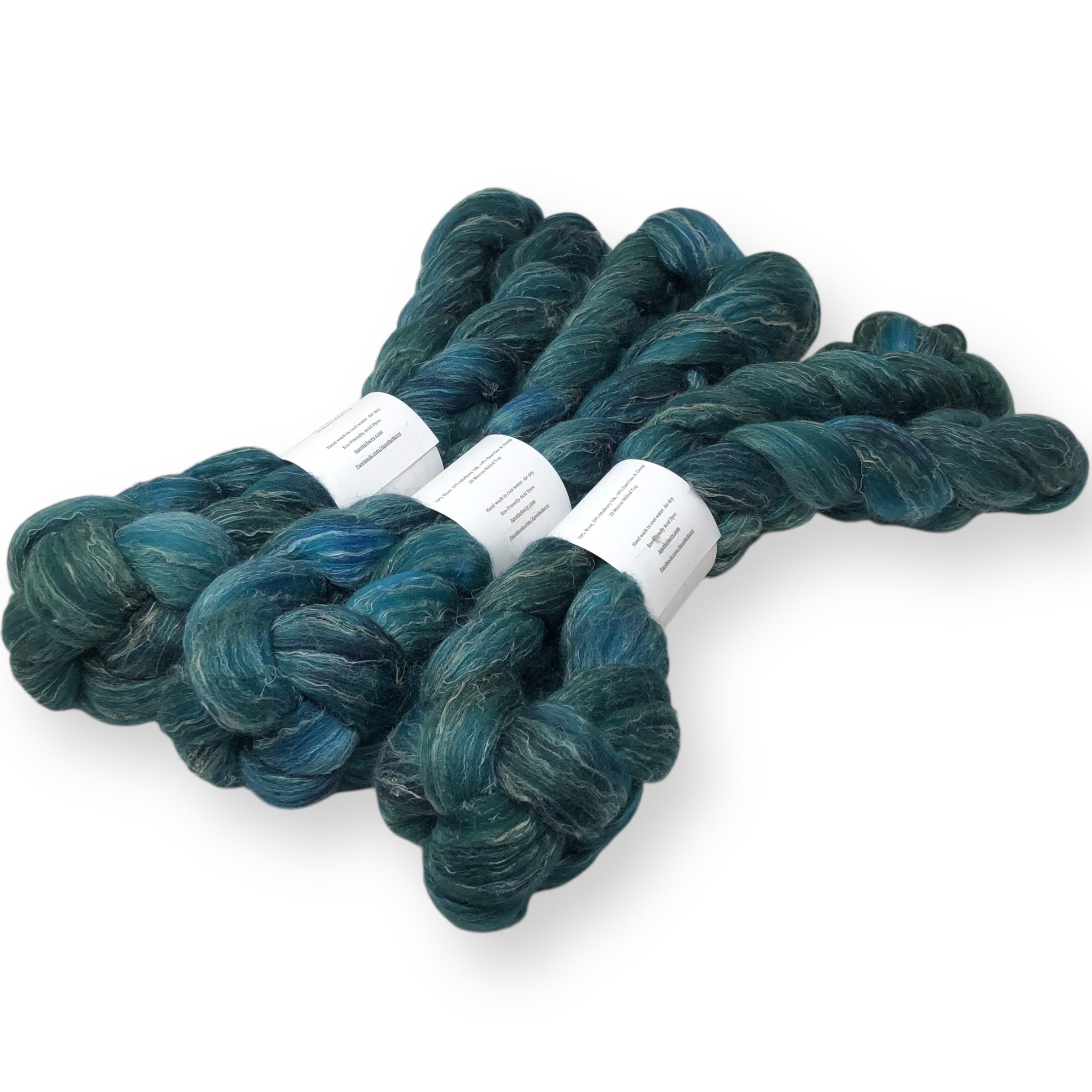 Deep Teal - US grown Wool, Silk and Bast Fiber Blend