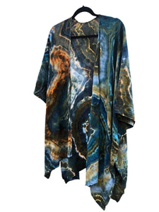 Geode, Wrap Shirt, organic cotton - ice dyed couture, one of a kind