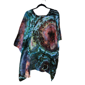 Geode, Wrap Shirt, organic cotton - ice dyed couture, one of a kind
