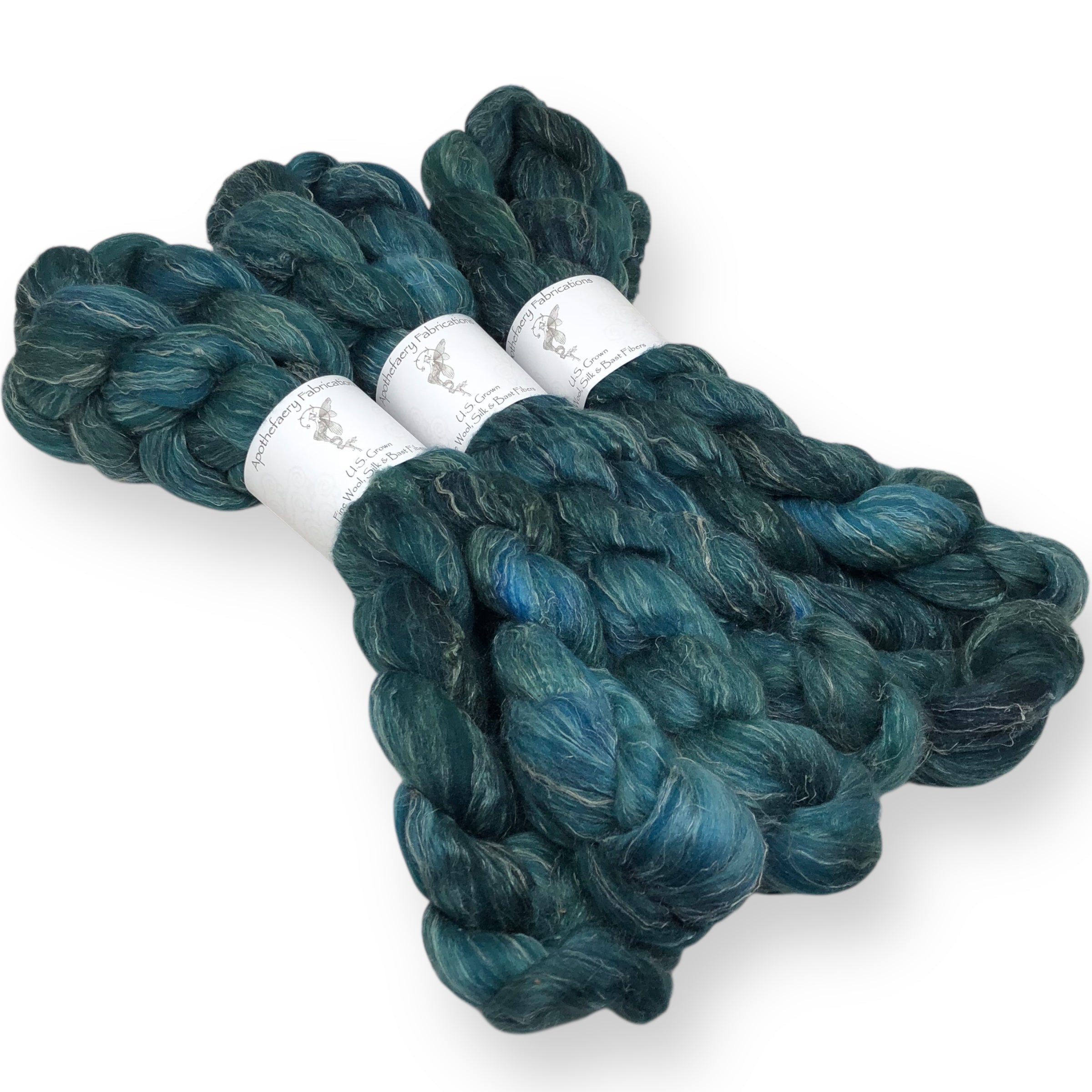 Deep Teal - US grown Wool, Silk and Bast Fiber Blend