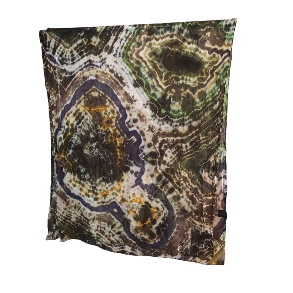 Geode Organic Cotton Mull Shawl - ice dyed couture, one of a kind
