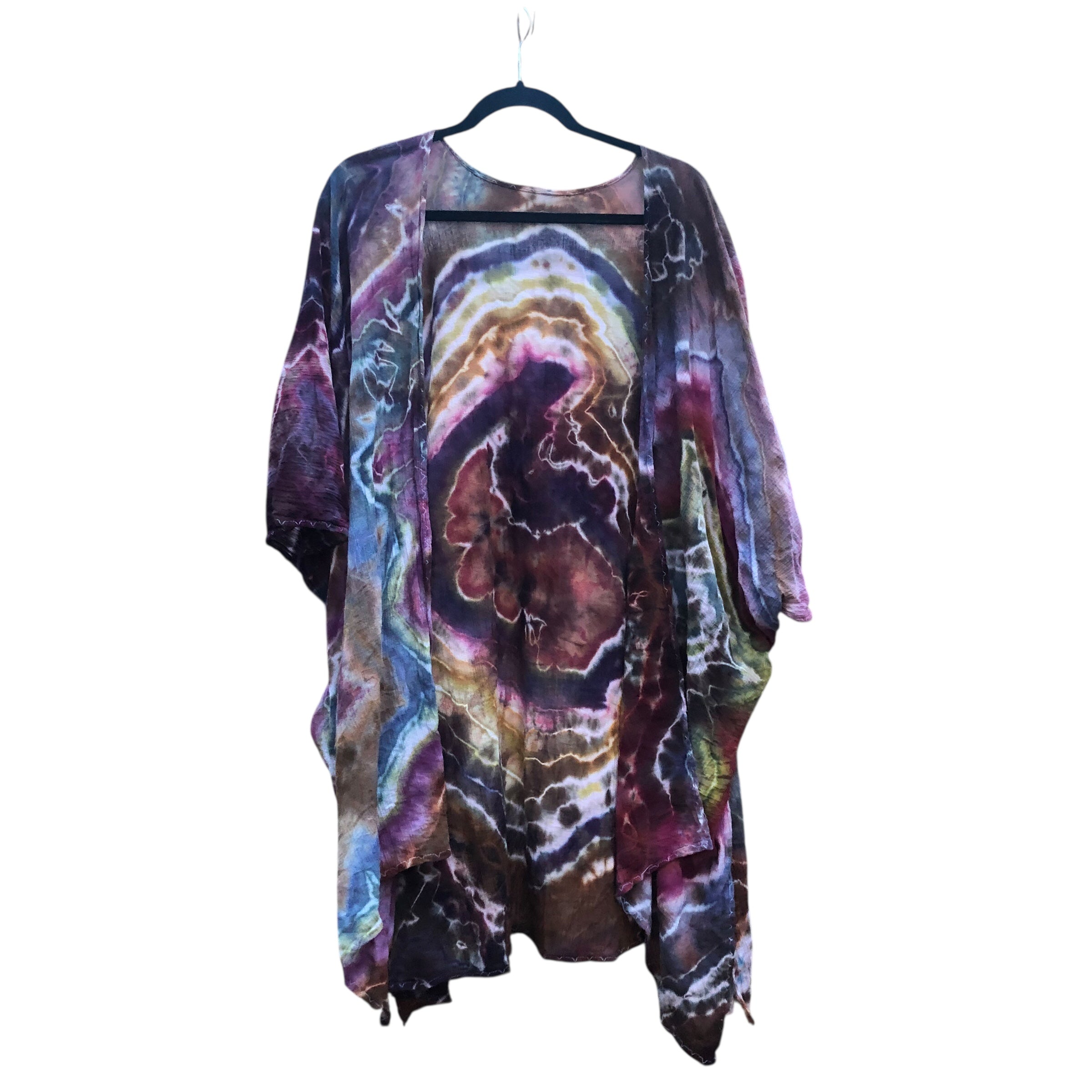 Geode, Wrap Shirt, organic cotton - ice dyed couture, one of a kind