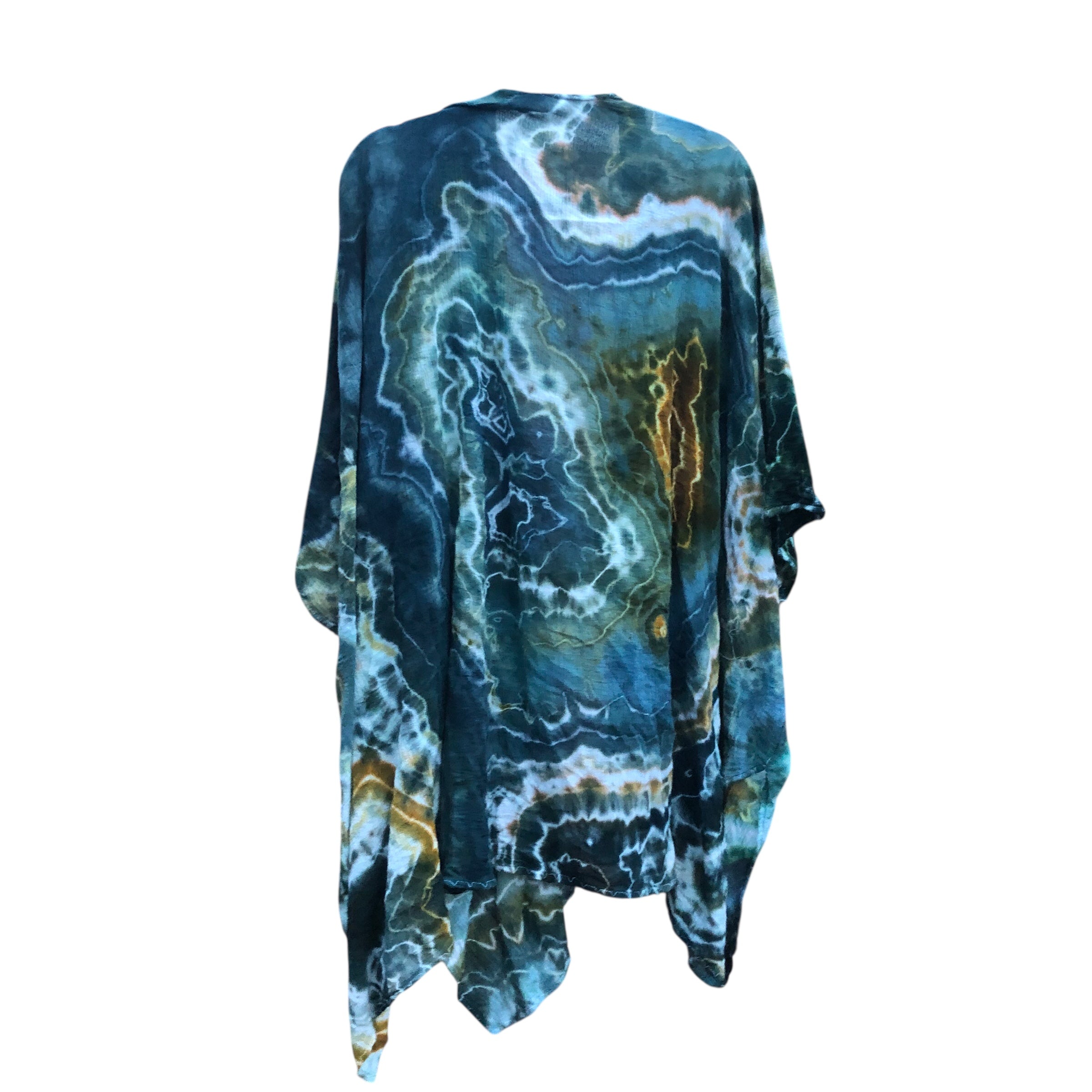 Geode, Wrap Shirt, organic cotton - ice dyed couture, one of a kind