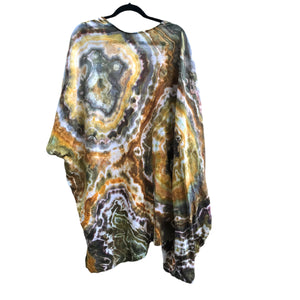 Geode, Wrap Shirt, organic cotton - ice dyed couture, one of a kind