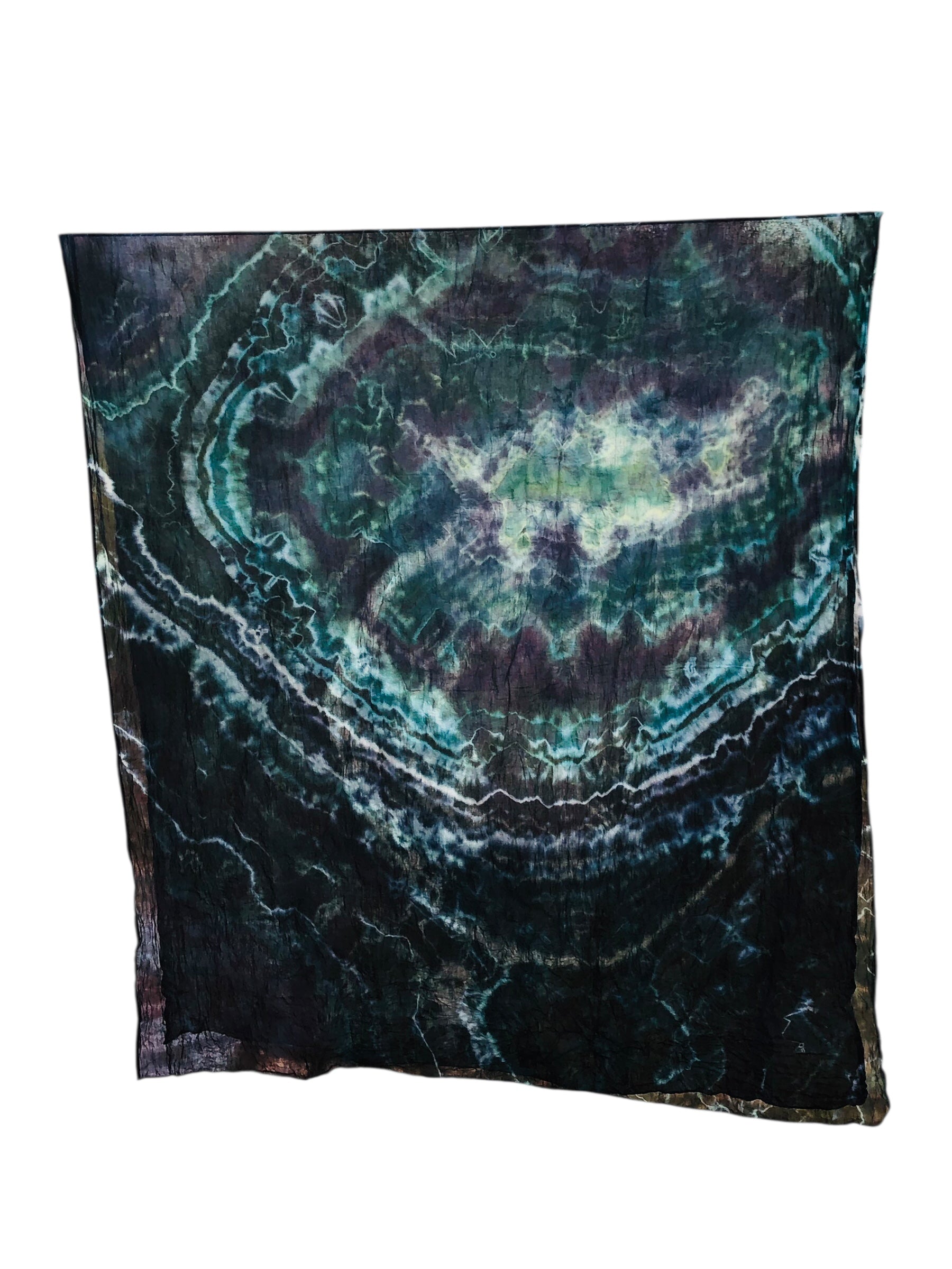 Geode Organic Cotton Mull Shawl - ice dyed couture, one of a kind