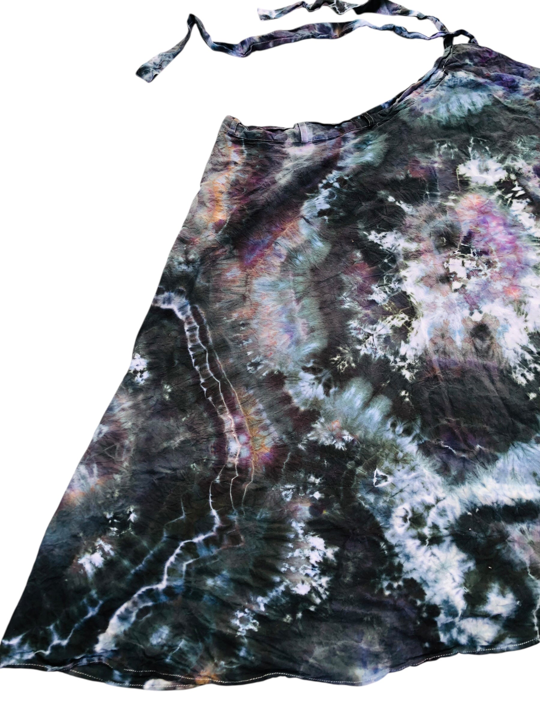 XL - Geode Wrap Skirt - ice dyed couture, one of a kind