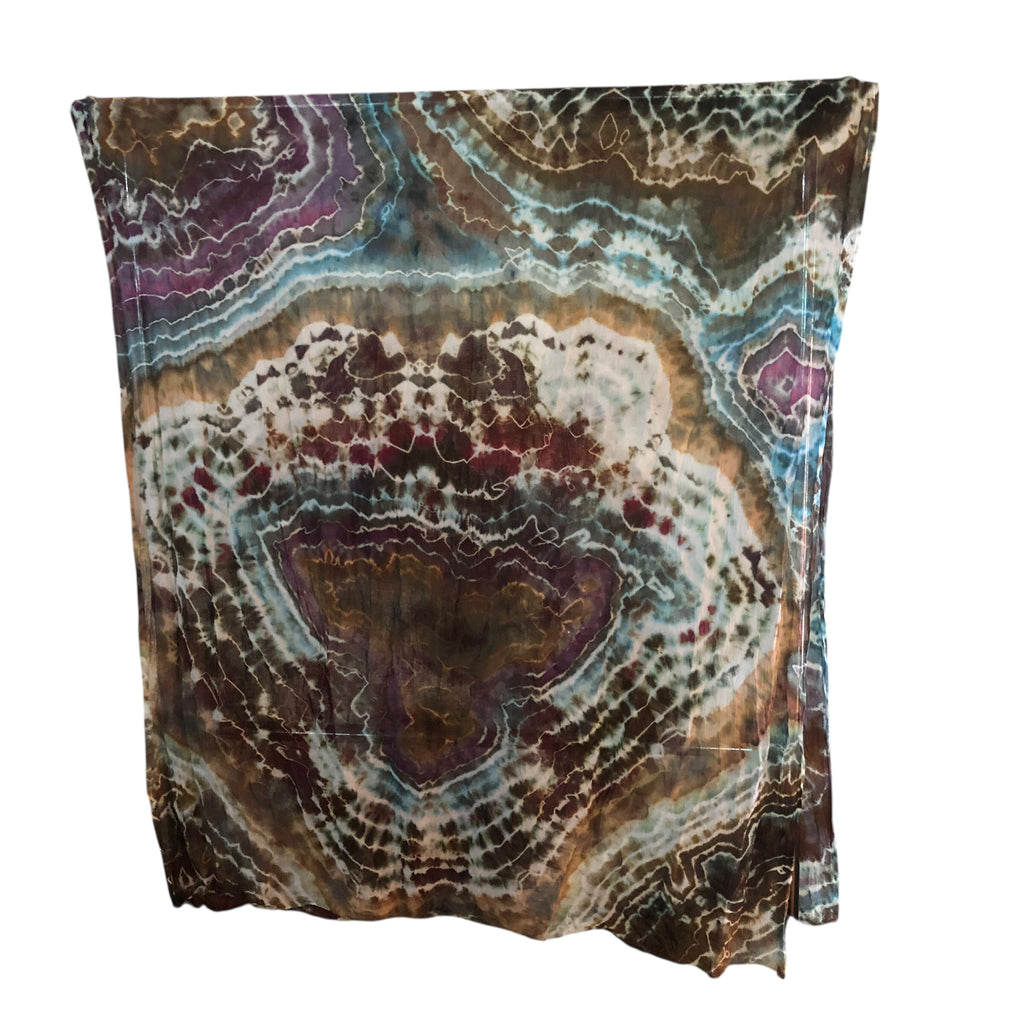 Geode Organic Cotton Mull Shawl - ice dyed couture, one of a kind