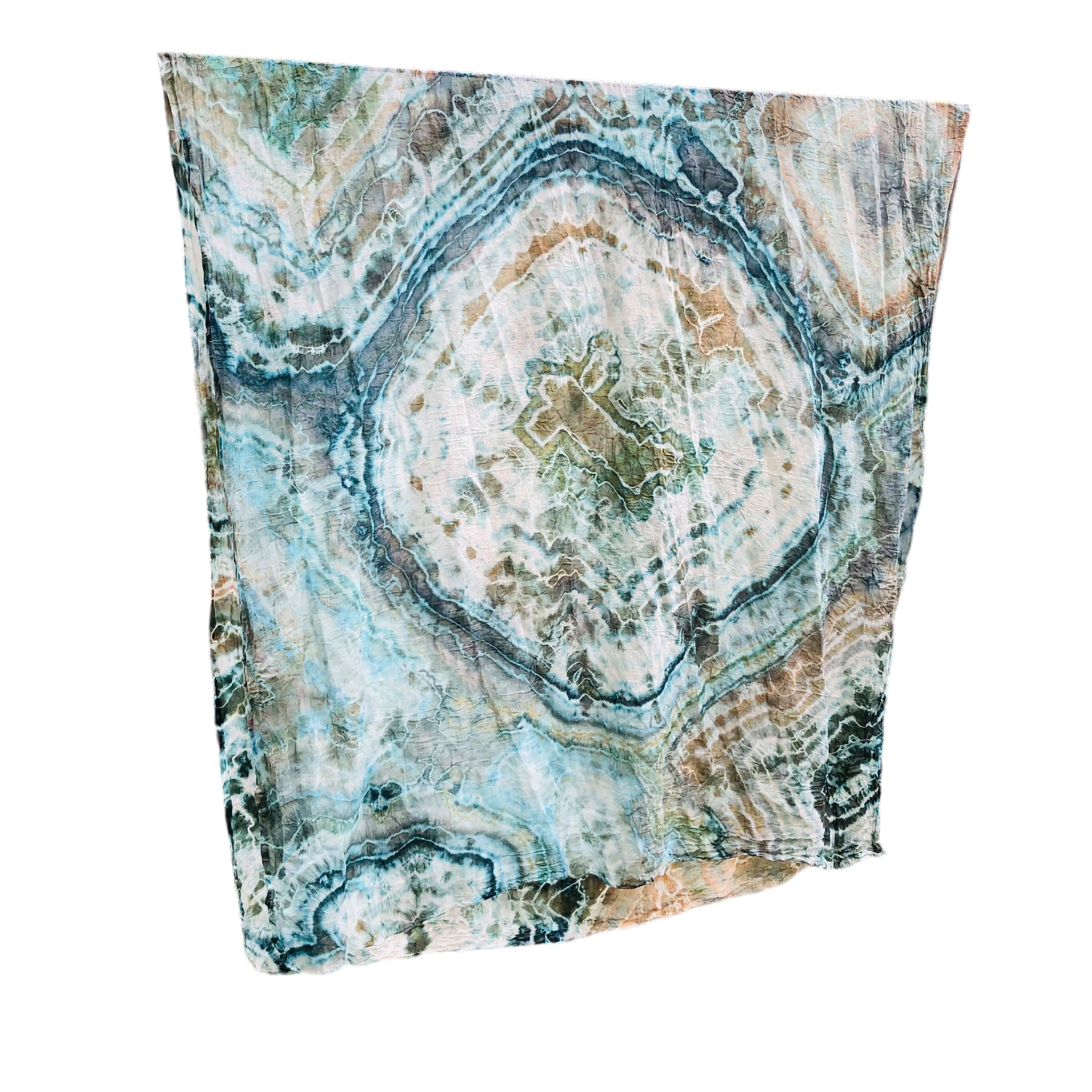 Geode Organic Cotton Mull Shawl - ice dyed couture, one of a kind