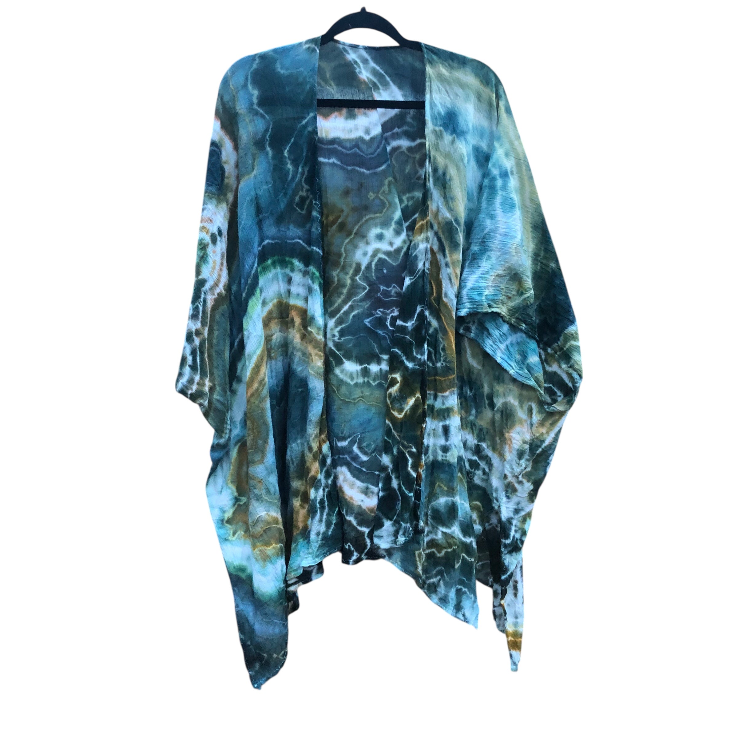 Geode, Wrap Shirt, organic cotton - ice dyed couture, one of a kind