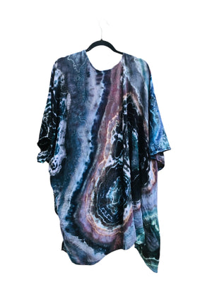 Geode, Wrap Shirt, organic cotton - ice dyed couture, one of a kind