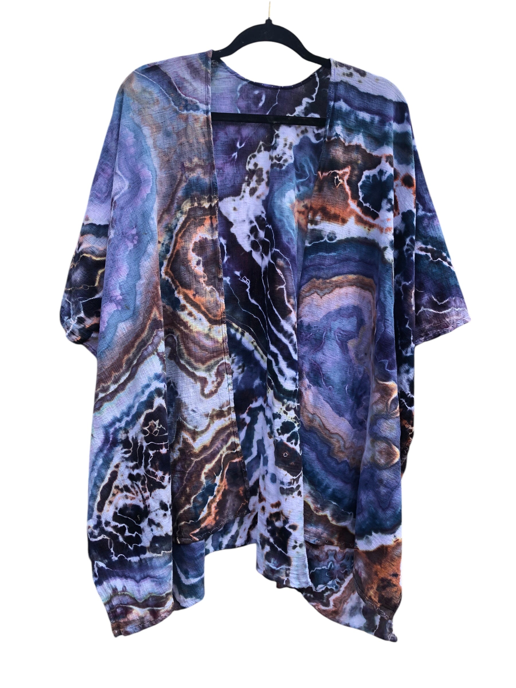 Geode, Wrap Shirt, organic cotton - ice dyed couture, one of a kind