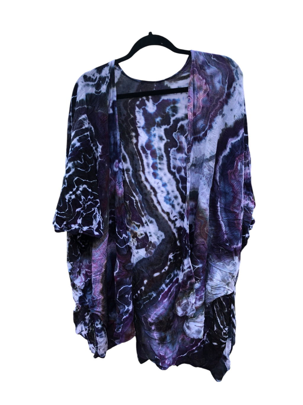 Geode, Wrap Shirt, organic cotton - ice dyed couture, one of a kind