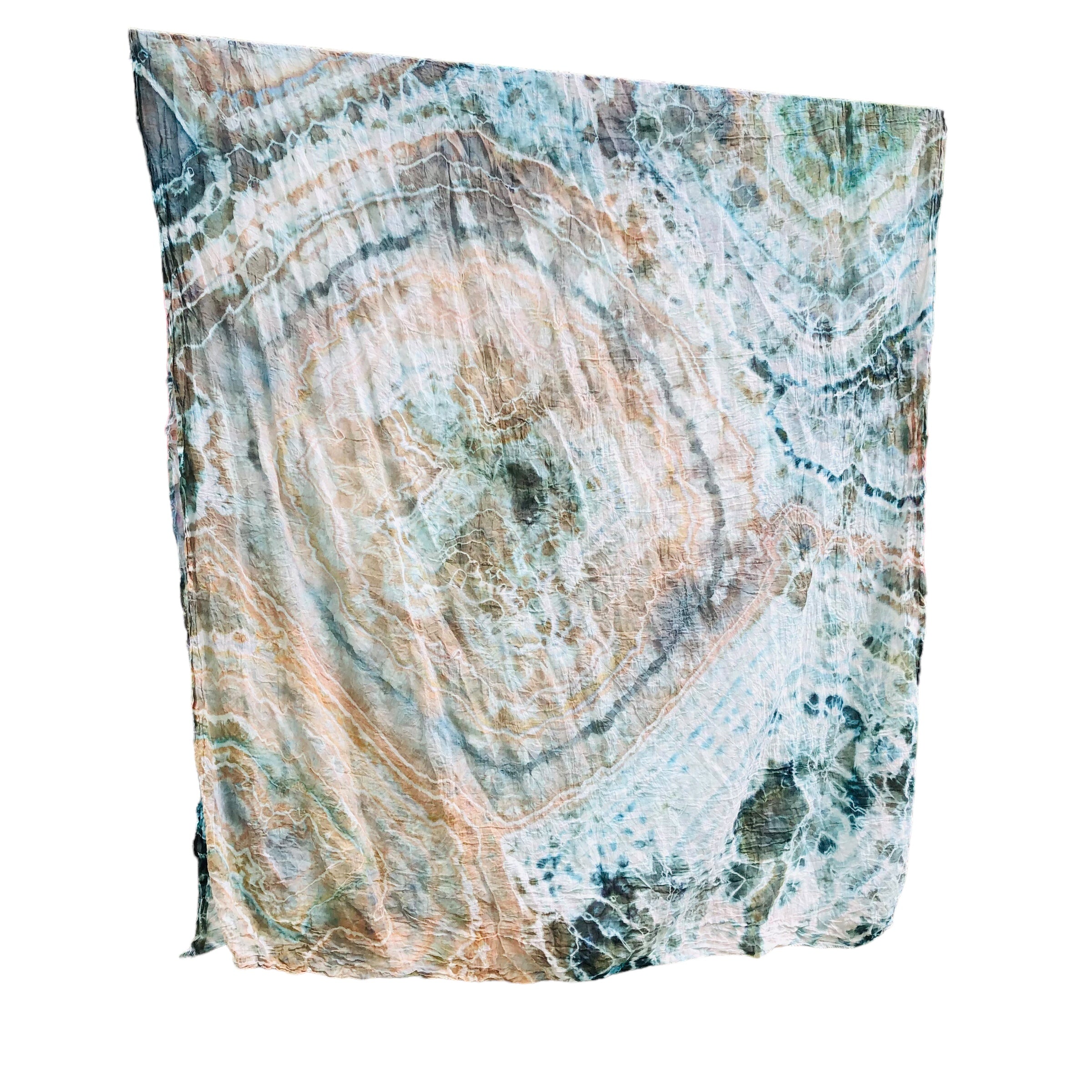 Geode Organic Cotton Mull Shawl - ice dyed couture, one of a kind