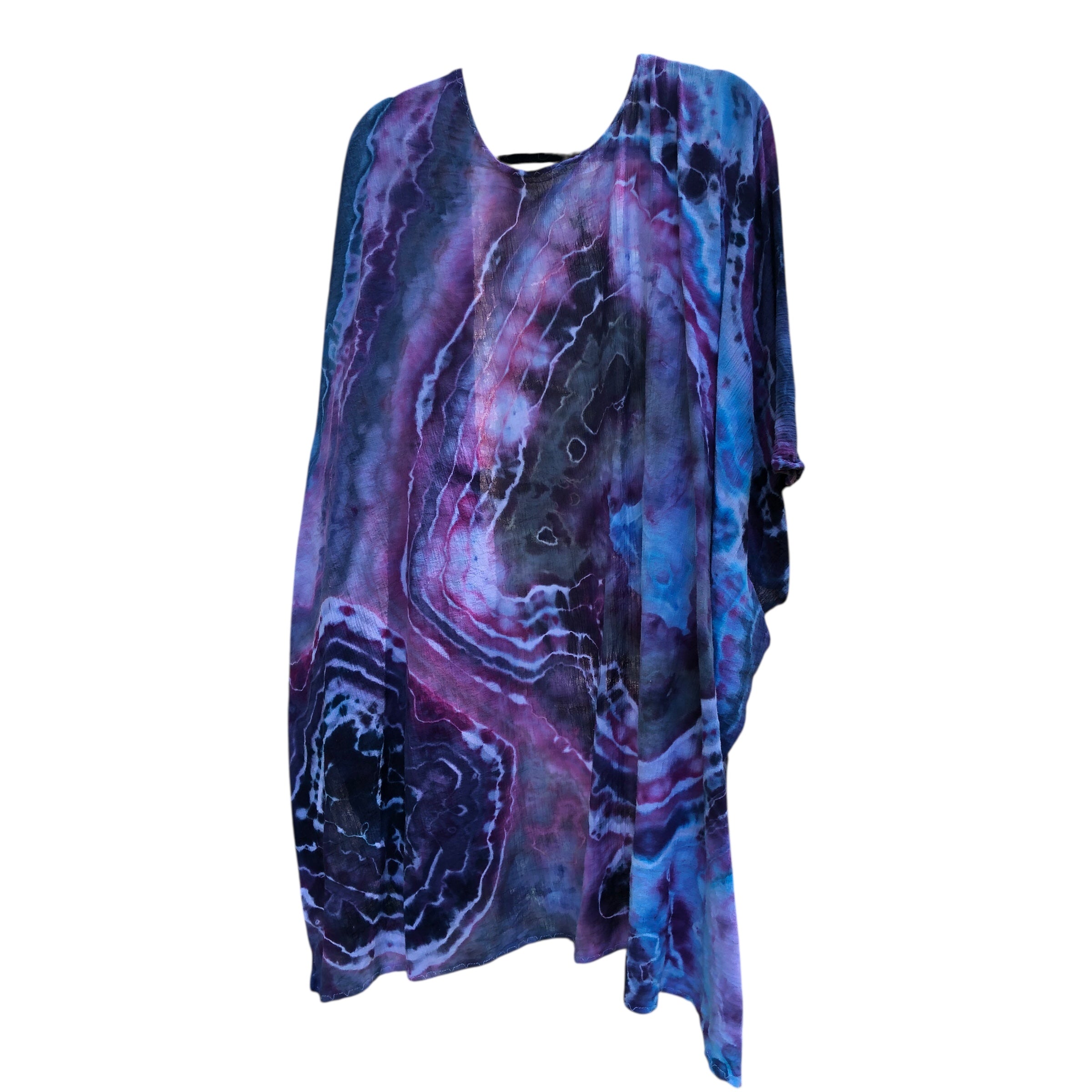 Geode, Wrap Shirt, organic cotton - ice dyed couture, one of a kind