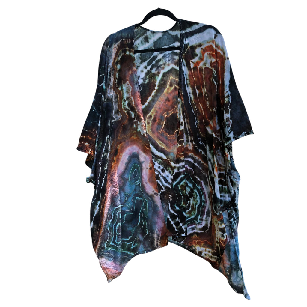 Geode, Wrap Shirt, organic cotton - ice dyed couture, one of a kind