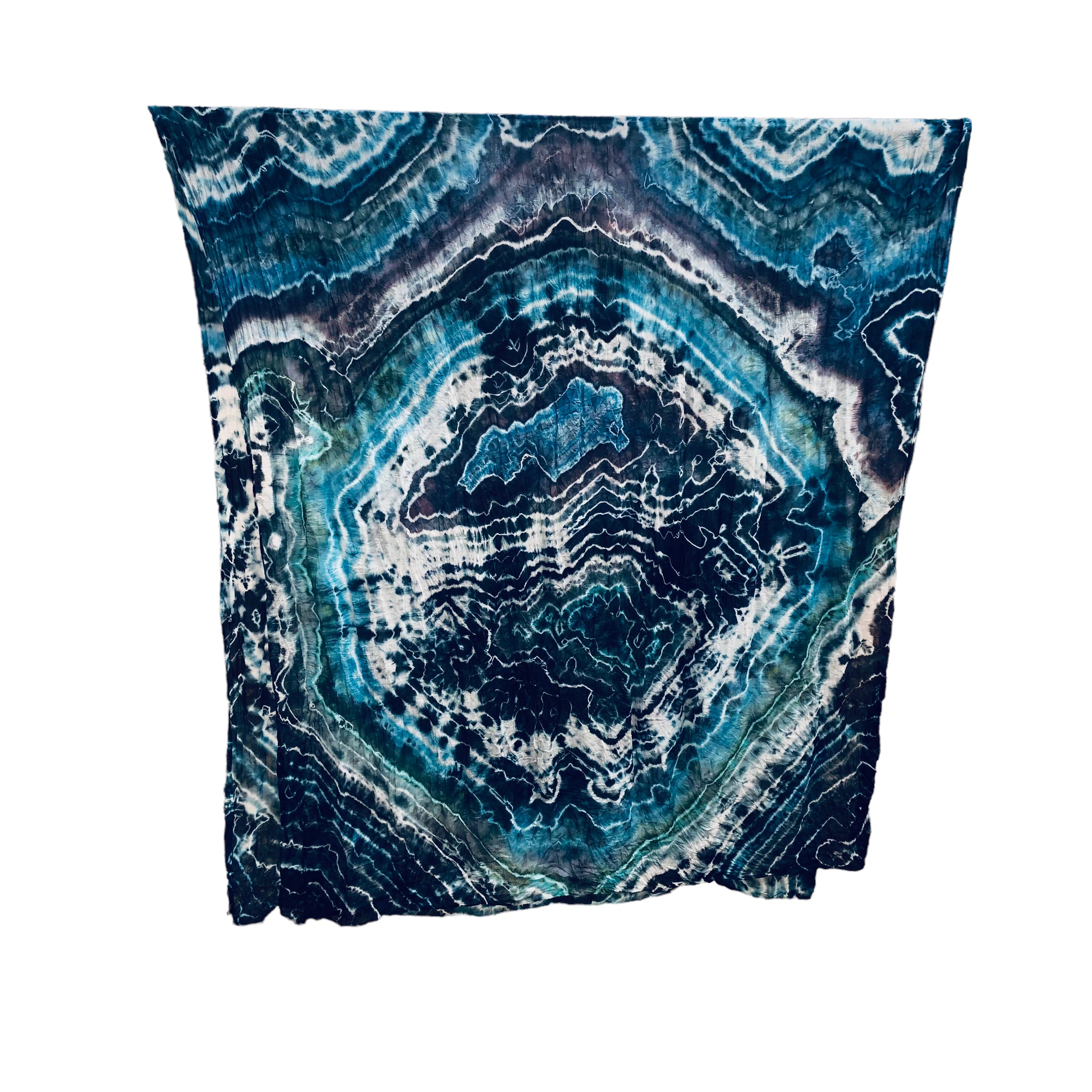 Geode Organic Cotton Mull Shawl - ice dyed couture, one of a kind