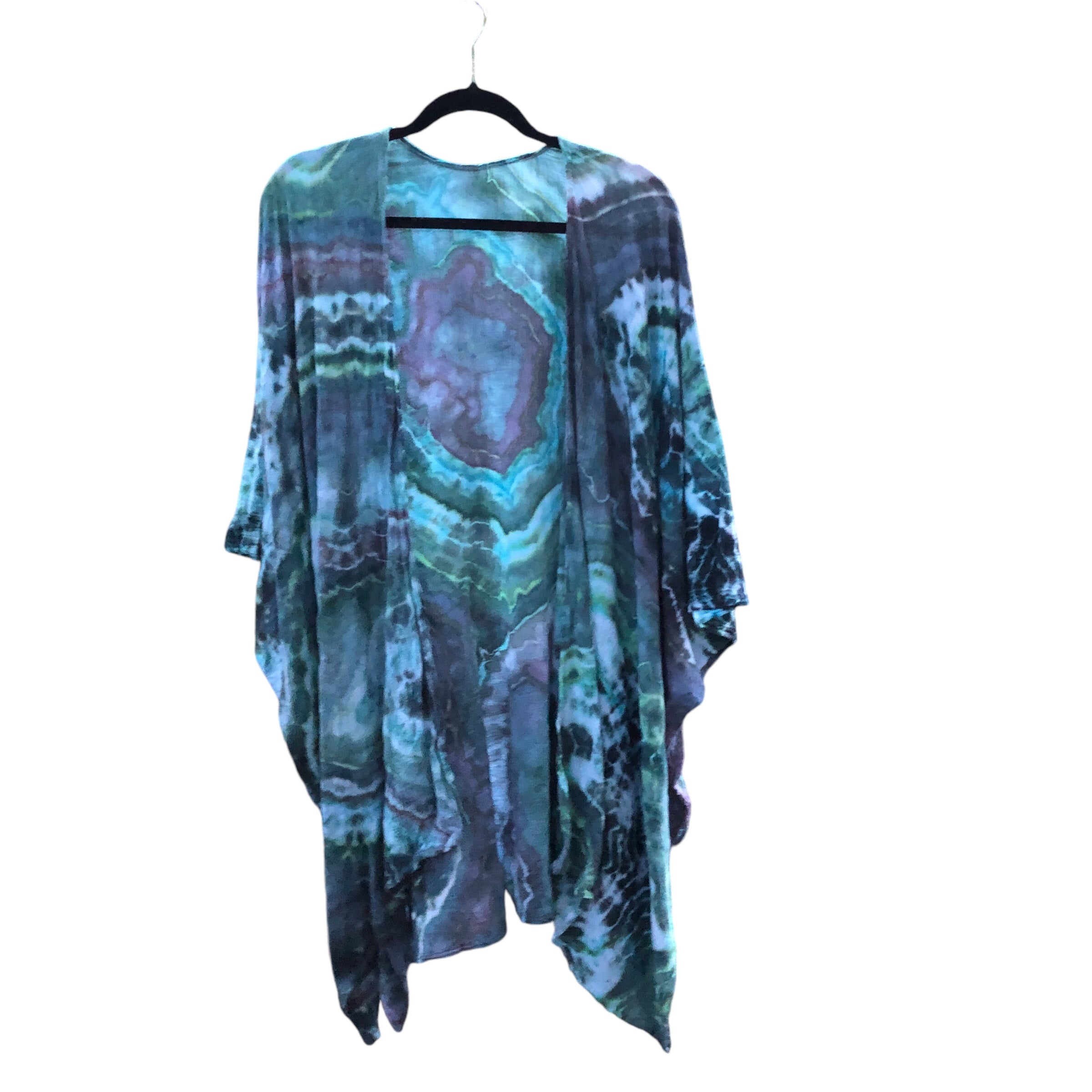 Geode, Wrap Shirt, organic cotton - ice dyed couture, one of a kind