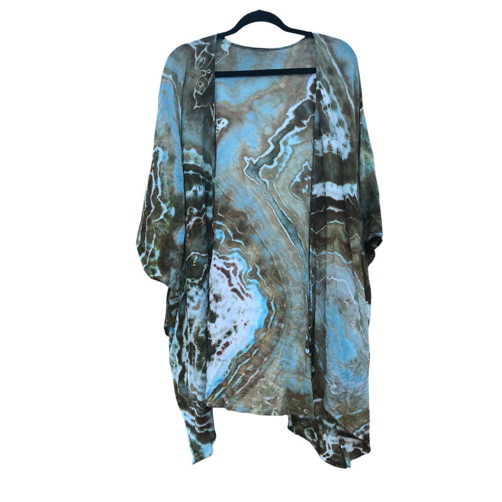 Geode, Wrap Shirt, organic cotton - ice dyed couture, one of a kind