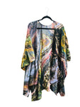 Geode, Wrap Shirt, organic cotton - ice dyed couture, one of a kind