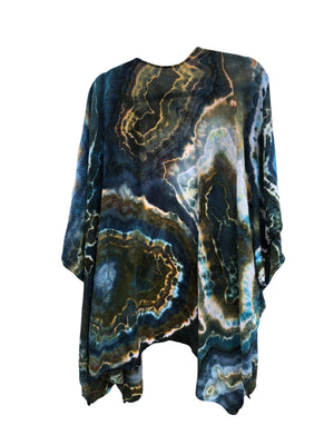 Geode, Wrap Shirt, organic cotton - ice dyed couture, one of a kind