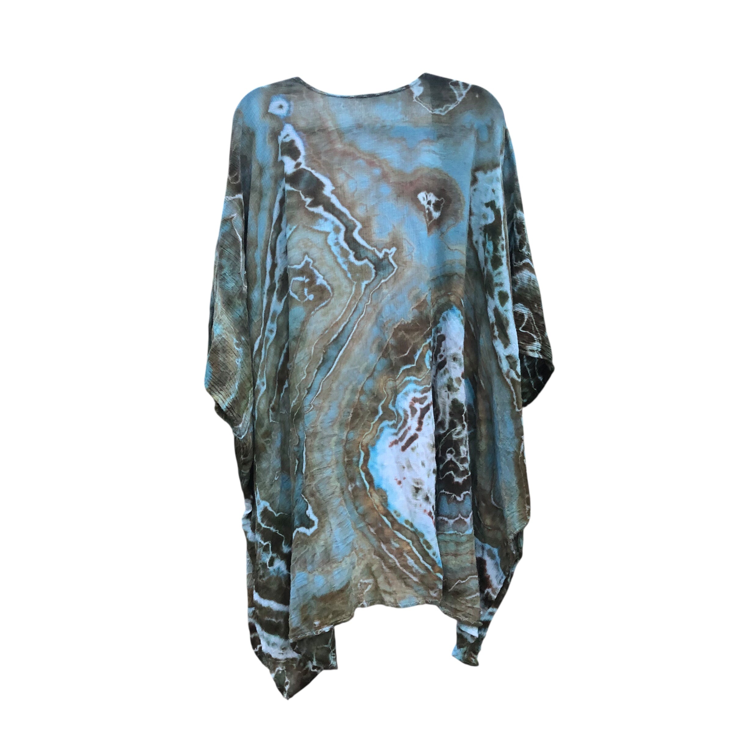 Geode, Wrap Shirt, organic cotton - ice dyed couture, one of a kind
