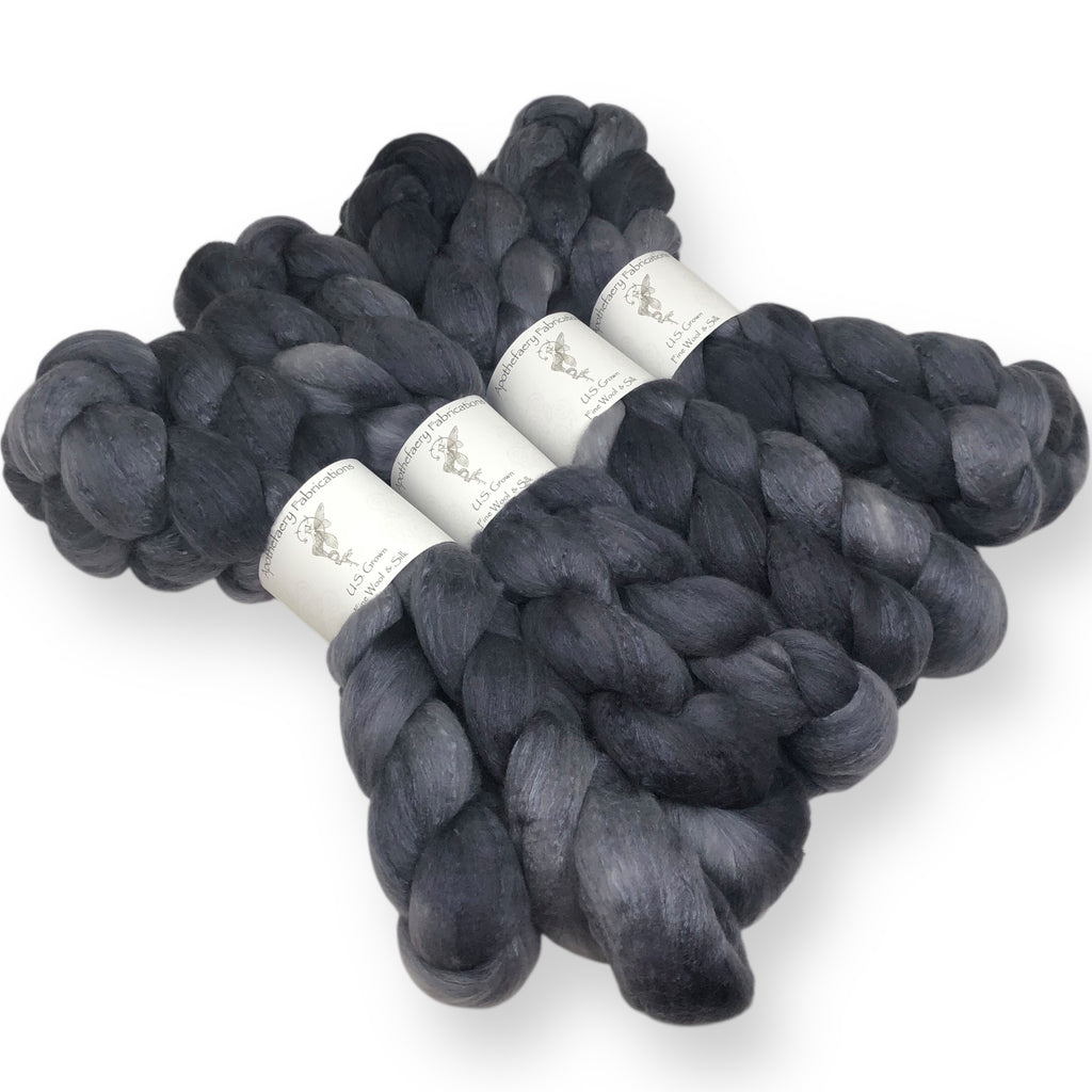 Graphite - US grown Fine Wool and Silk Top