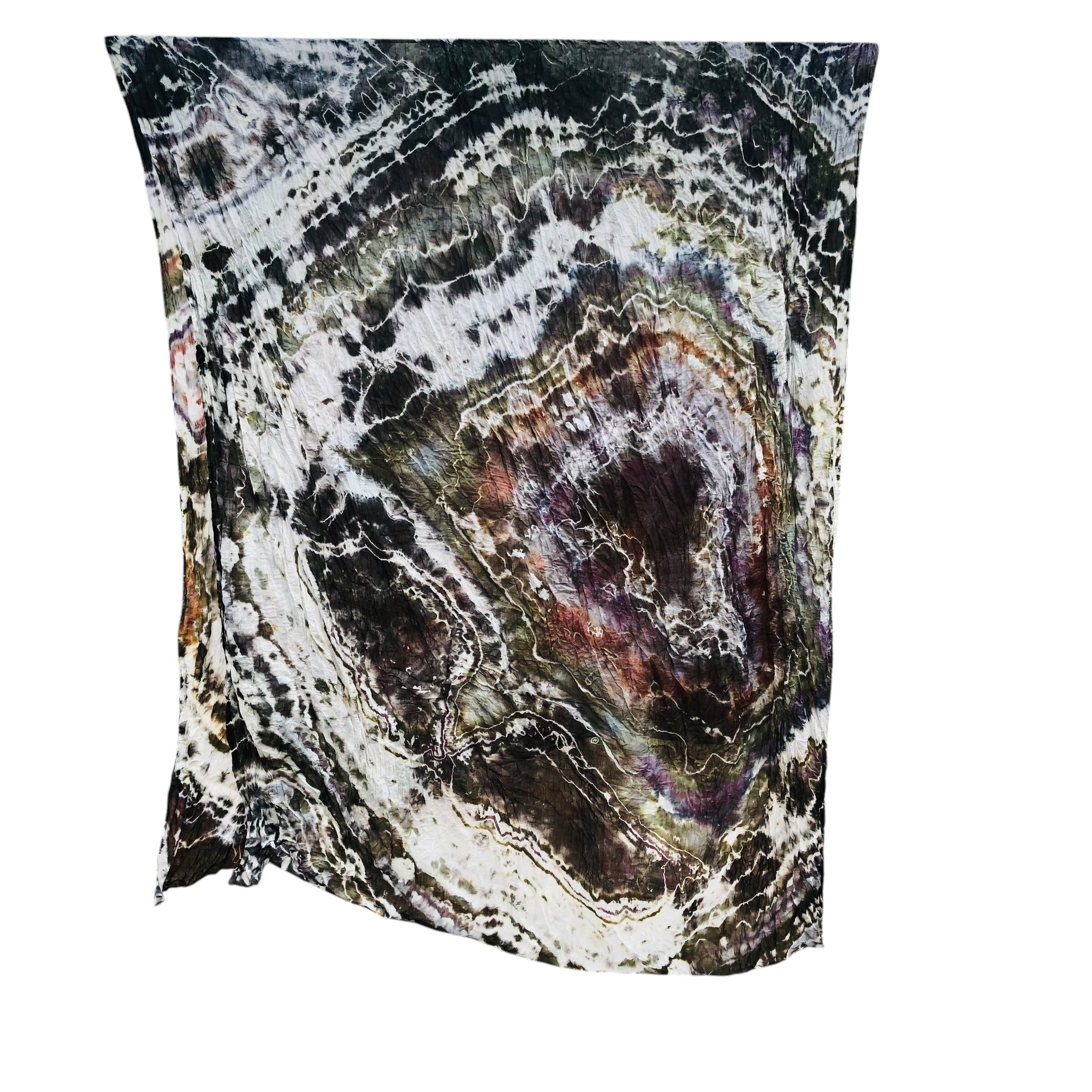 Geode Organic Cotton Mull Shawl - ice dyed couture, one of a kind