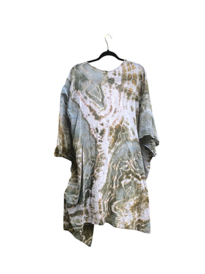 Geode, Wrap Shirt, organic cotton - ice dyed couture, one of a kind