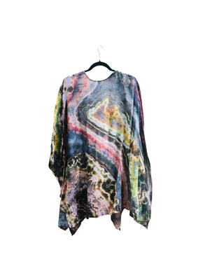 Geode, Wrap Shirt, organic cotton - ice dyed couture, one of a kind