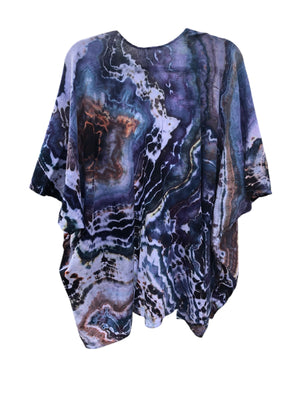 Geode, Wrap Shirt, organic cotton - ice dyed couture, one of a kind