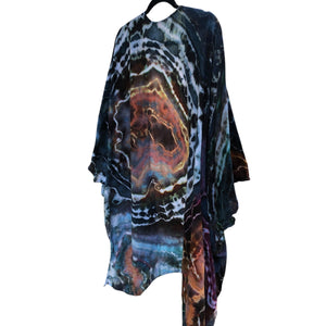 Geode, Wrap Shirt, organic cotton - ice dyed couture, one of a kind