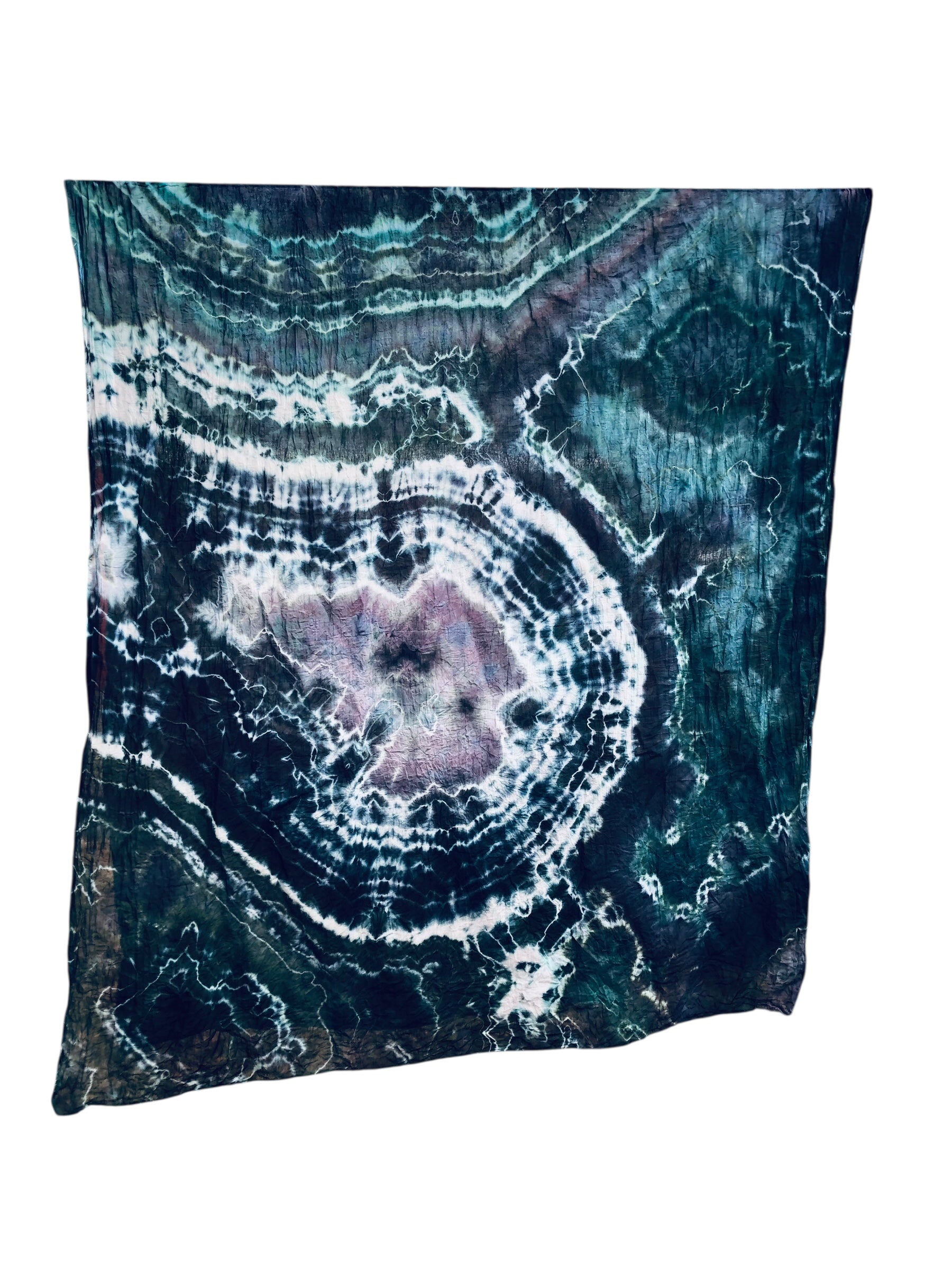 Geode Organic Cotton Mull Shawl - ice dyed couture, one of a kind