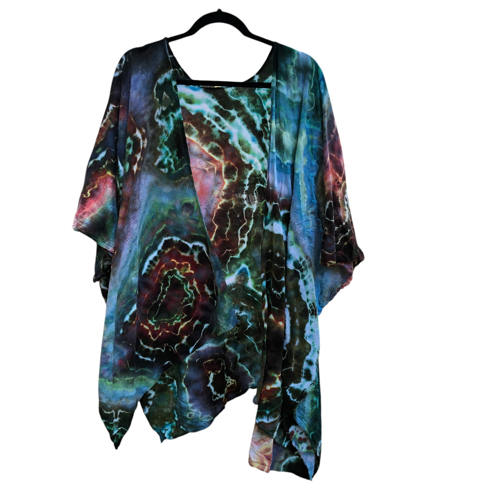 Geode, Wrap Shirt, organic cotton - ice dyed couture, one of a kind