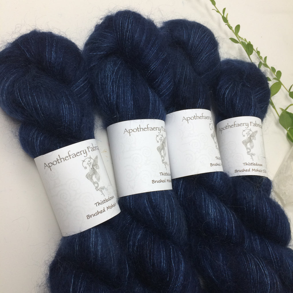 Navy blue - thistledown - brushed mohair and silk laceweight