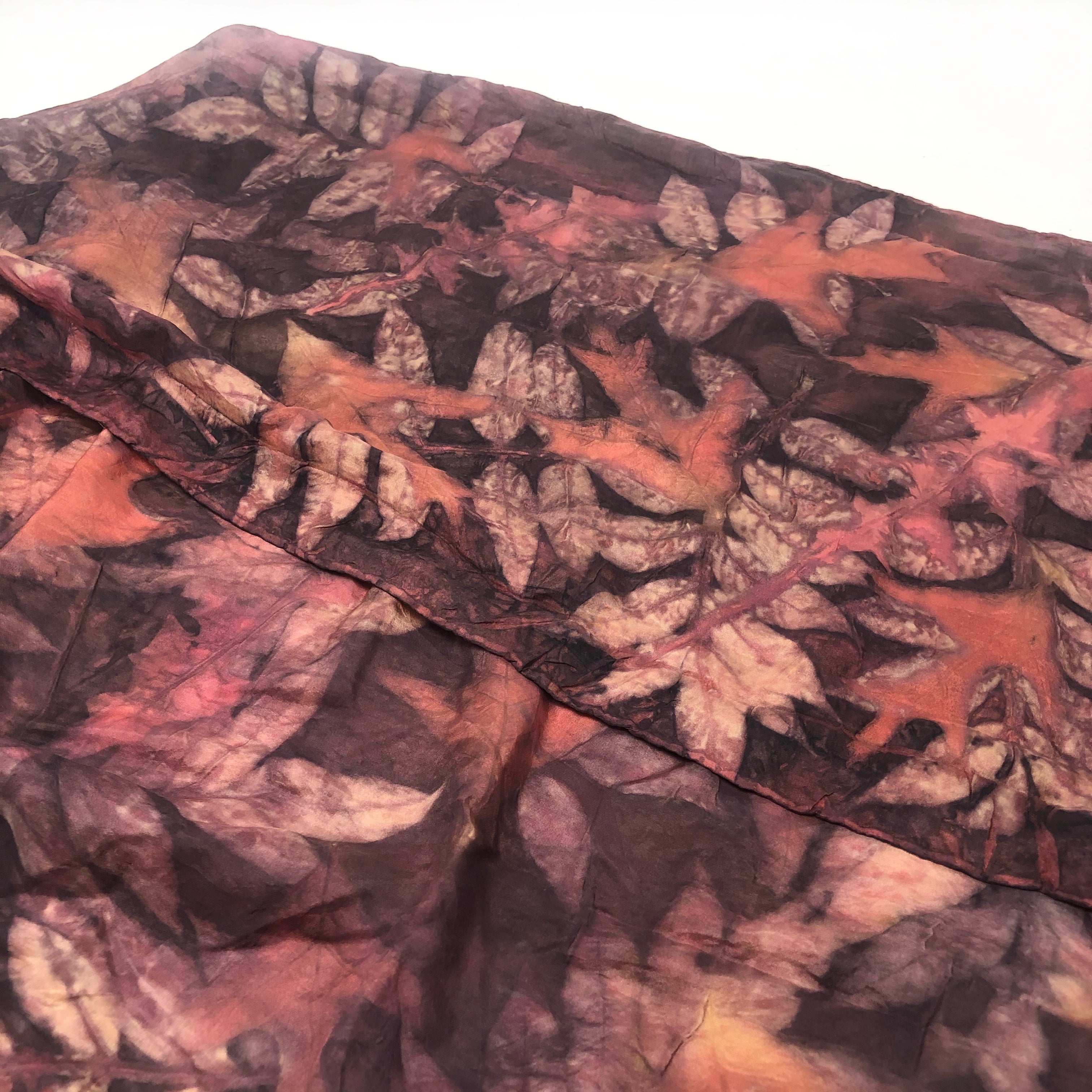 Habotai Silk Scarf - Eco printed - plant dyed
