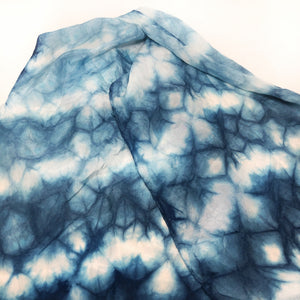 Habotai Silk Scarf - Shibori - Indigo plant dyed