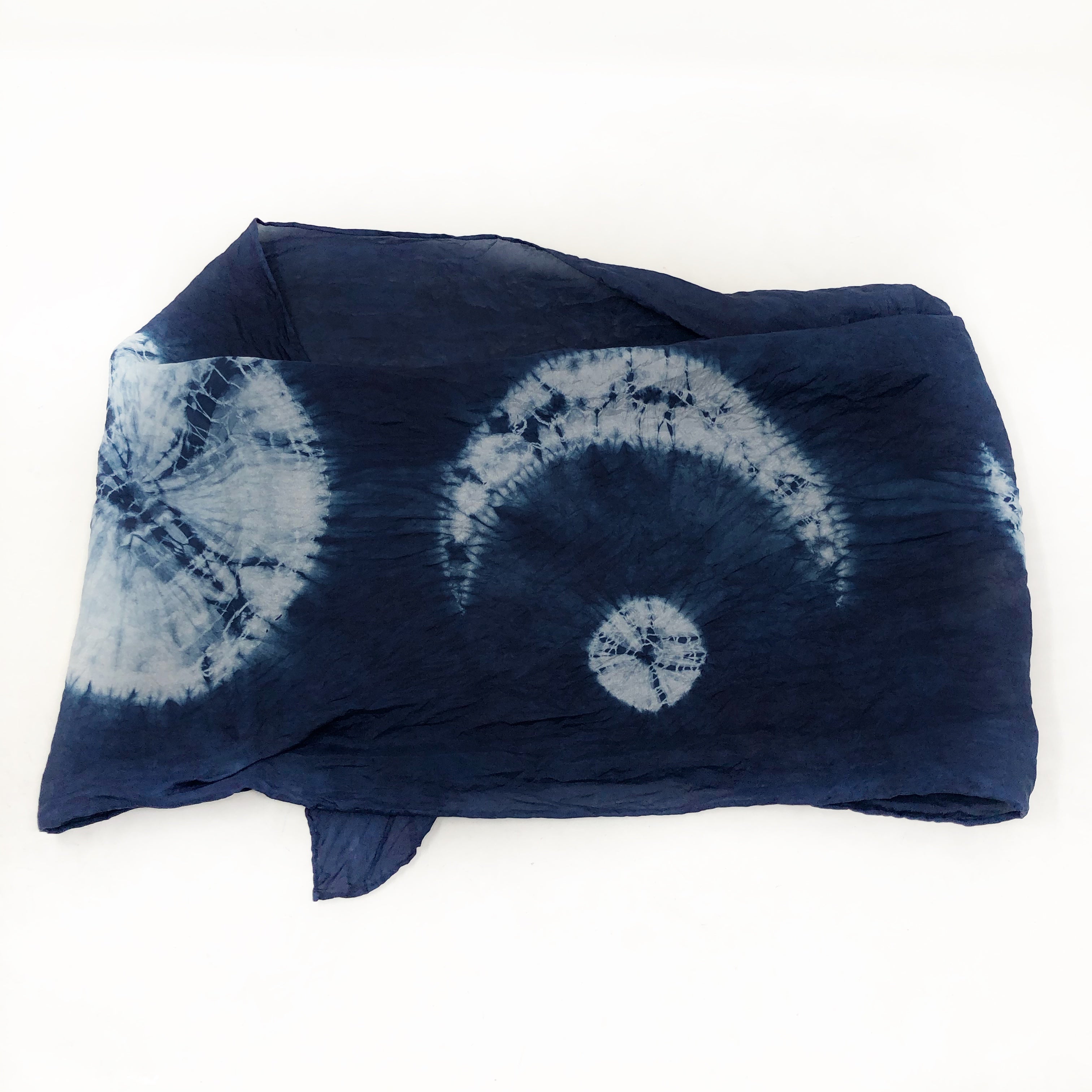 4 scarves available! Stitched Shibori - Indigo plant dyed -habotai silk