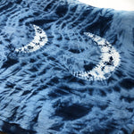 Arashi/Moon Shibori shawl, Organic cotton, Handwoven!  plant dyed