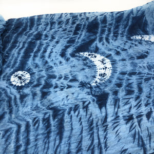 Arashi/Moon Shibori shawl, Organic cotton, Handwoven!  plant dyed
