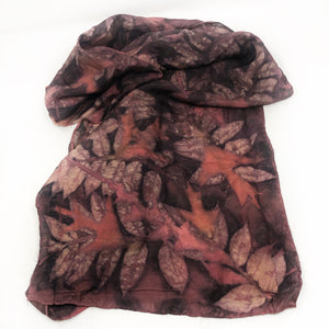 Habotai Silk Scarf - Eco printed - plant dyed