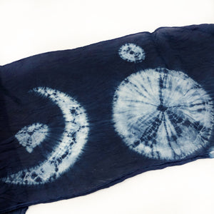 4 scarves available! Stitched Shibori - Indigo plant dyed -habotai silk